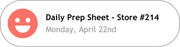 Daily Prep Sheet